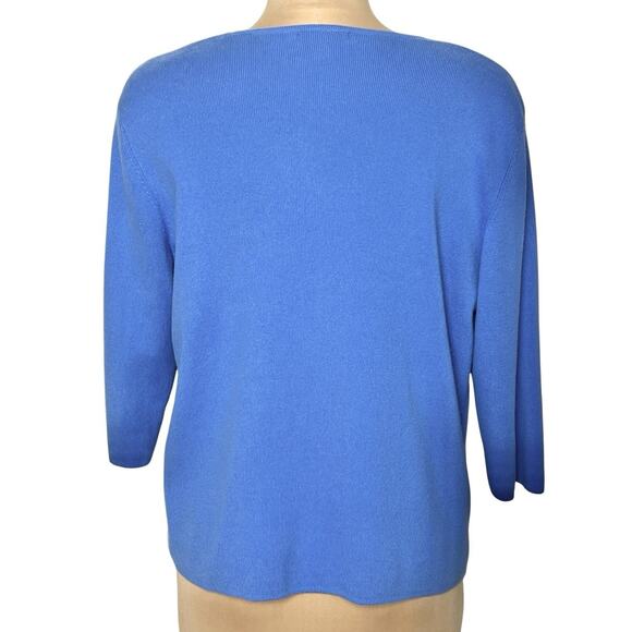 Hampshire Studio Cardigan Sweater Womens Medium Cotton Blend Button Front Blue - Picture 2 of 5